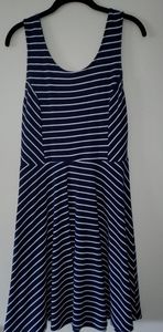 Blue and white striped dress